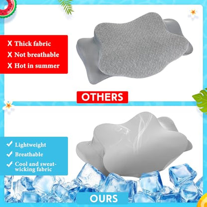 Hahafelt Cooling Cervical Neck Pillowcase Cover (Only Pillow Case) Ergonomic Pillowcase with Zipper Breathable Contour Pillow Cover for Side Back Stomach Sleepers(Gray,Queen Size) - color: Gray, size: Queen