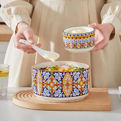 vancasso Serving Bowls with Lids Set of 4, Ceramic Nesting Mixing Bowls for Food Storage, Prep and Stackable, Dishwasher & Microwave Safe Gift Set, 60/36/20/10 OZ, Series SIMI - size: 60/36/20/10 OZ (Set of 4)