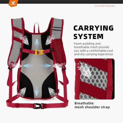 SKYSPER Small Hiking Backpack - 15L Travel Daypack Lightweight Bag Water Resistant Hiking Backpacks for Women Men(Red) - color: Lantc15-red, size: Small