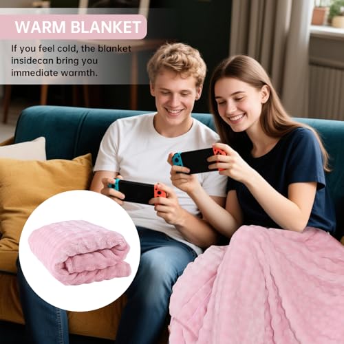 Travel Blanket and Pillow-2-in-1, Ultra-Soft&Compact, Airplane Blanket with Hand Luggage Belt and Backpack Clip,Travelers Accessories Gifts, 61x43 Inches(Pink - color: Pink