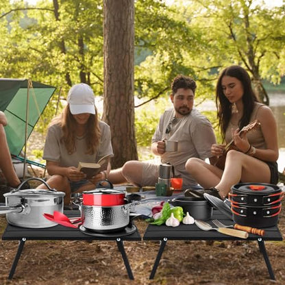 Barydat 2 Pack Small Folding Beach Table Aluminum Portable Camping Lightweight Roll up Tent Low Table for Sand Outdoor Compact Picnic with Carry Bag for Outdoor Picnic Tent Travel Beach(Black)