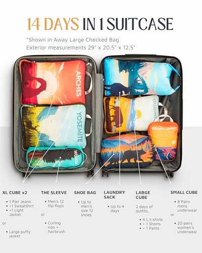 Large Compression Packing Cubes for Travel-Packing Cube Luggage Organizers 7 Piece Set for Checked Luggage-Ultralight, Expandable/Compression Bags by TRIPPED Travel Gear (National Parks) - color: National Parks