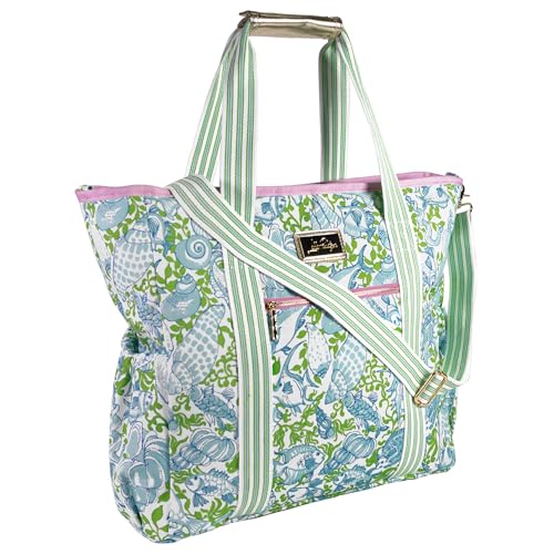 Lilly Pulitzer Beach and Picnic Cooler, Insulated Bag with Adjustable Shoulder Strap and Zipper, Soft Cooler - color: Throw Me A Line