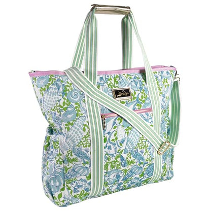 Lilly Pulitzer Beach and Picnic Cooler, Insulated Bag with Adjustable Shoulder Strap and Zipper, Soft Cooler - color: Throw Me A Line