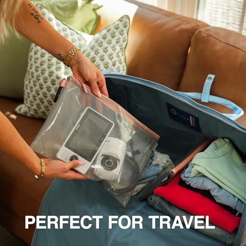 GOBAGS Air Production Multi‑Size Clear Zipper Pouch (4‑Pack) – Cable Organizer & Travel Gear Bag for Electronics, Camera Accessories, Tool Pouch & Small Tech Storage (Pink) - color: Pink, size: Multi-Size
