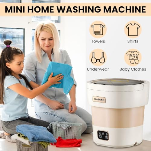 portable washing machine15L with Spin Basket – Small Washer portable for Underwear, Delicate Clothes, and Light Laundry – Ideal for Apartments, Dorms, Hotels, and Camping.