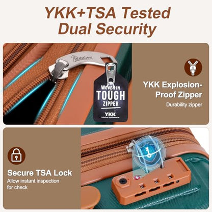 Romswi 30" Hardside Checked Luggage, Large Checked Suitcase with Dual Spinner Wheels, Hardshell Suitcase with TSA Lock,YKK Zipper, Scratch-Resistantr Green
