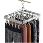 Pants Hanger Clothes Drying Racks Clip Hangers Metal with 36 Clips Windproof Hook Underwear Hanger Foldable Laundry Clip for Socks Bras (Silver) - color: Silver