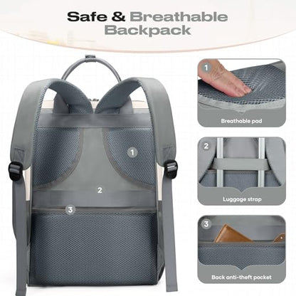 Maelstrom Travel Backpack for Women Men,Laptop Backpack Fits 15.6-17.3 Inch Laptop, Nurse/Work Bag with Insulated Lunch Box (Gray-beige) - color: Gray-beige