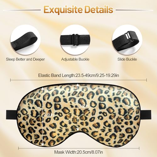 Sleep Mask, Silk Eye Mask for Sleeping with Adjustable Strap, Blindfold Eyeshade for Men & Women, Comfortable & Soft Eye Cover Eyeshade for Night Sleep (Leopard) - color: Leopard