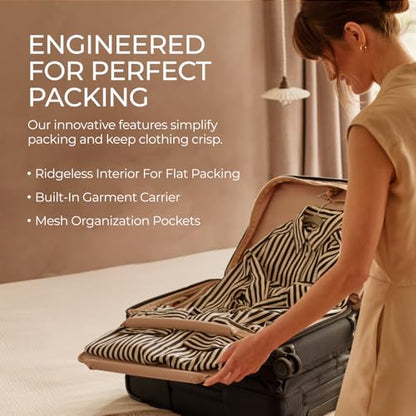 Briggs & Riley 24 Inch Compact Checked Suitcase Luggage with Wheels - Zipperless Compression Expansion System, 360 Spinner, Flat Packing Interior, Accessible Front Pocket - Baseline Collection - Navy - color: Navy, size: 24" Compact Checked