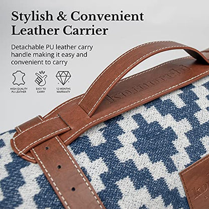 Komorebi Extra Large Picnic Blanket - 78” x 59” - Waterproof Outdoor Blanket, Foldable & Portable Sandproof Beach Blanket - Blue Travel Mat with Soft Cotton & Carry Handle - color: Blue