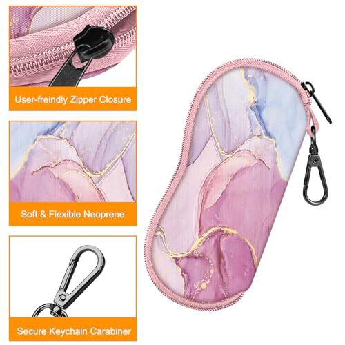 FINTIE Glasses Case with Carabiner, Ultra Light Portable Neoprene Zipper Sunglasses Soft Case - color: Glittering Marble
