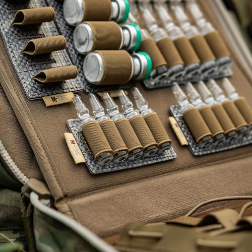 M-Tac Modular Ampoule Organizer Insert | Tactical Insert with Elastic Loops & Loop Velcro Backing | Fits Medical Kits & Backpacks, 5 Slot - color: Coyote, size: 2 ml