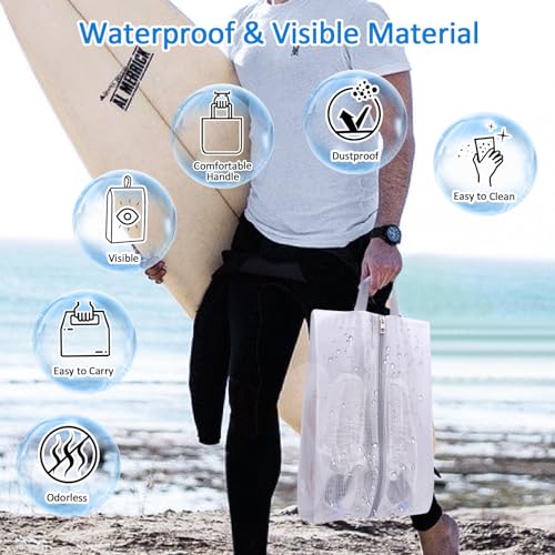 SelfTek Shoe Bags for Travel, 6 Pack 3 Size Double-Sided Zipper Shoe Bag for Men & Women, Waterproof Portable Shoe Storage Pouch with Handle, Family Travel Accessories - style: 6 Pack-3 Size