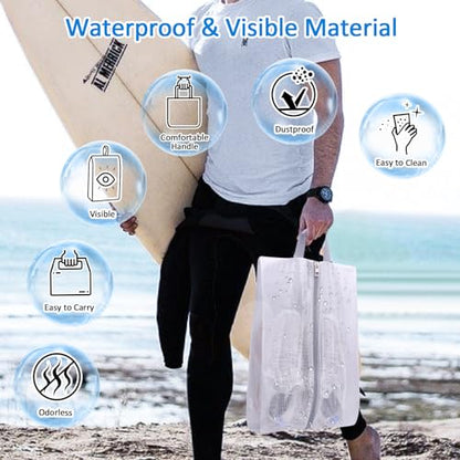 SelfTek Shoe Bags for Travel, 6 Pack 3 Size Double-Sided Zipper Shoe Bag for Men & Women, Waterproof Portable Shoe Storage Pouch with Handle, Family Travel Accessories - style: 6 Pack-3 Size