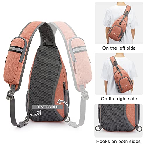 G4Free RFID Sling Bag Crossbody Backpack Small Chest Shoulder Bag Hiking Outdoor - color: Light Orange