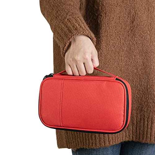 CURMIO Diabetic Supplies Bag for Glucose Meter, Medication, Insulin Pens and Other Diabetes Care Supplies, Diabetes Travel Organizer Case with Detachable Pouches, Red (Bag Only) - color: Red