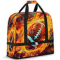 Travel Duffel Bag Football Fire Weekender Bag with Shoe Compartment Foldable Overnight Bags for Travel Sports Lightweight Gym Bags for Men Women - color: Football Fire