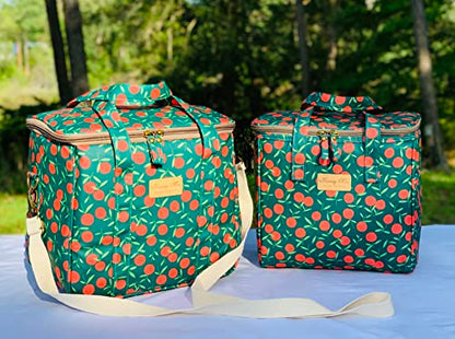 Kwang Min Fruit Insulated Lunch Bag for Women,Reusable Lunch Box,Large Cooler for Office,Picnic Outdoors,Waterproof Fabric,Ideal Summer Trip Bag (Cherry Green) - color: Cherry Green