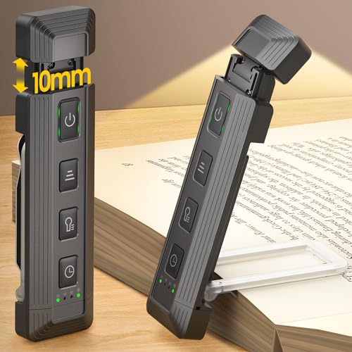 Glocusent Extendable Book Lights for Reading at Night, 5 Enhanced Brightness & 3 Colors with Sleep Aid & Timers, Clip on USB Rechargeable Reading Light for Books in Bed, Ideal Book Lovers Gifts - color: Gray