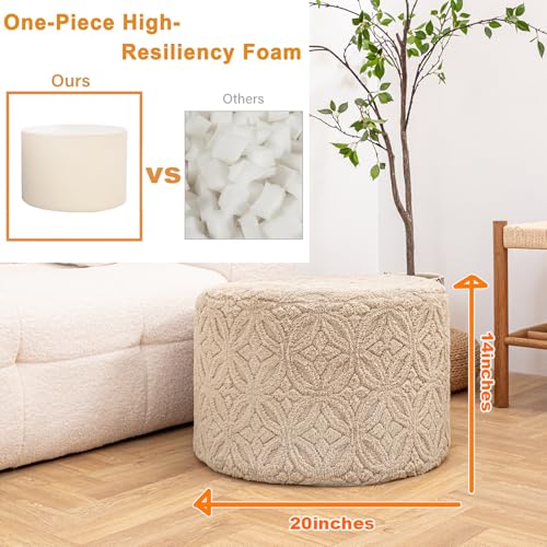 Plush Multi-Functional Ottoman Pouf – Ergonomic Ottoman Foot Rest with Space-Saving Design, Perfect Under Desks, Couches & Sofas (Light Coffee) - color: Light Coffee