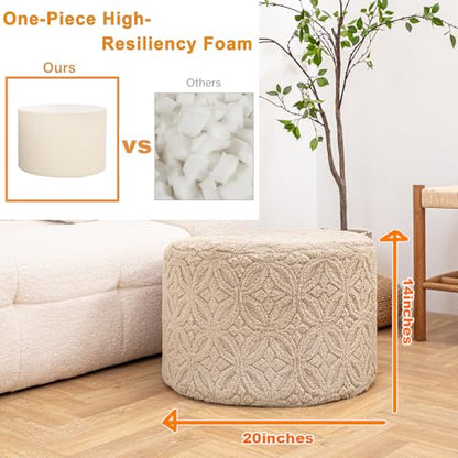 Plush Multi-Functional Ottoman Pouf – Ergonomic Ottoman Foot Rest with Space-Saving Design, Perfect Under Desks, Couches & Sofas (Light Coffee) - color: Light Coffee