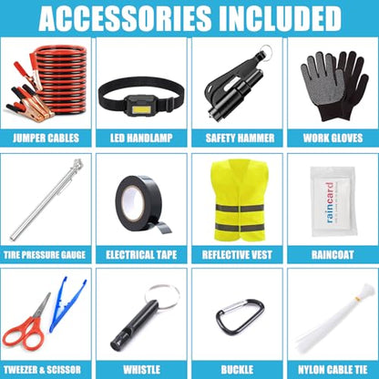 Car Roadside Emergency Kit, Car Safety Kit for Men Portable Car Kits for Emergency, Pink - color: Pink