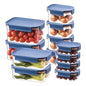 LocknLock Tritan Plastic Bisfree Modular Plus Food Storage Container Set, BPA-Free, Stackable, Dishwasher and Freezer-Safe, 24-Piece Set with 12 Boxes and 12 Lids, Navy - color: Navy, size: 24 set (12 containers & 12 Lids)
