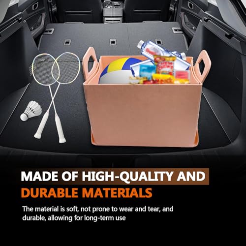 Felt Car Trunk Organizer, Foldable Vehicle Storage Box, Large Capacity Multi-Purpose Automotive Interior Accessories for Cars, SUV, Sedan, Truck (Pink) - color: pink