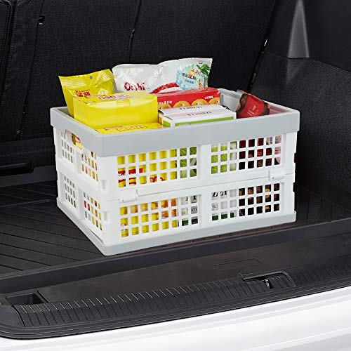 Vababa 3-Pack Plastic Stackable Collapsible Storage Crate, 15 L Stacking Folding Storage Basket - size: 15 L