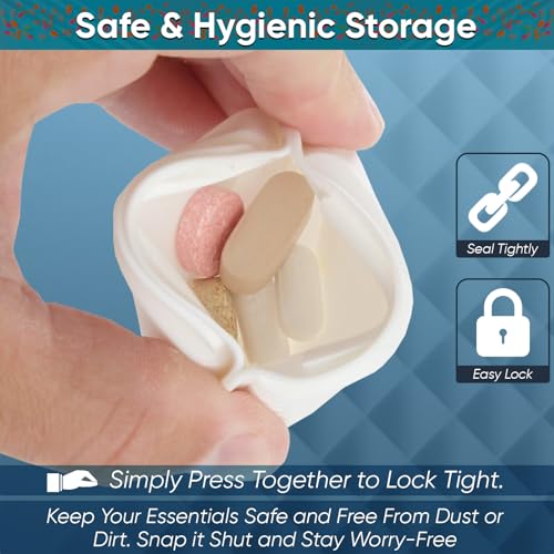 Home-X Small Pill Pouch – Squeeze-Open Pill Pouch for Medicine, Earbuds, Mints & Small Essentials – Portable Travel Pill Pouch with Easy Open & Secure Closure – Compact Pill Pouch for Purse & Pocket