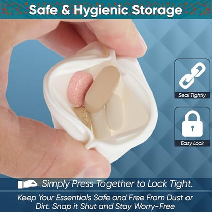 Home-X Small Pill Pouch – Squeeze-Open Pill Pouch for Medicine, Earbuds, Mints & Small Essentials – Portable Travel Pill Pouch with Easy Open & Secure Closure – Compact Pill Pouch for Purse & Pocket
