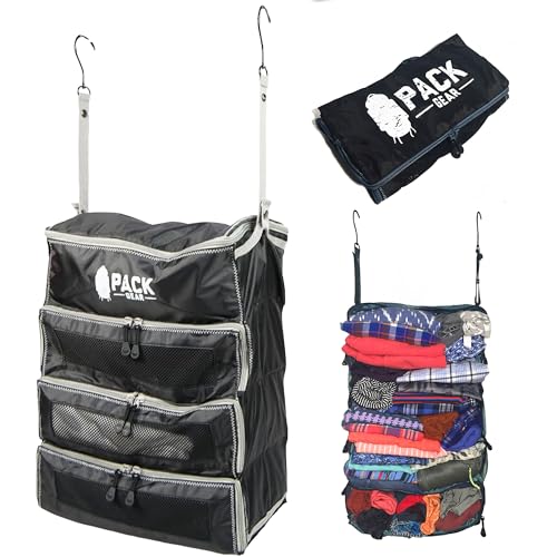 Pack Gear Hanging Carry-On Organizer - Our Fitted Hanging Luggage Organizer Perfectly Fits Any Carry On - Our Packing Cubes For Travel Use Mesh Windows to Make Finding Clothes Easy (Black, M) - color: Black, size: Medium (Carry-On)
