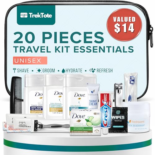 20 Piece Unisex Travel Hygiene Kit with Toiletries & Personal Care Essentials, TSA-Compliant, Individual and Bulk Packs Available - size: 1 Pack