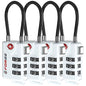 TSA Approved Cable Luggage Locks, Re-settable Combination with Alloy Body (White 4 Locks) - color: WHITE 4PK
