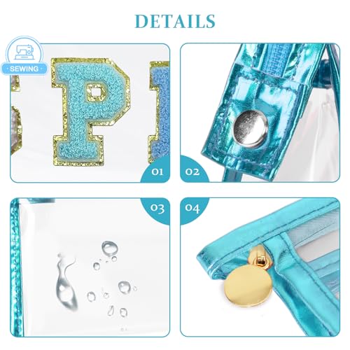 COSHAYSOO Sunscreen Bag Clear Makeup Toiletry Pouch Beach Vacation Essentials for Women Teen Girls Trip Gifts Summer Pool Travel Must Have Accessories Waterproof Stuff - color: Blue-SPF