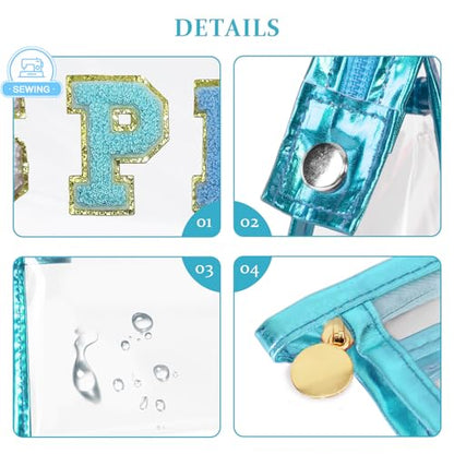 COSHAYSOO Sunscreen Bag Clear Makeup Toiletry Pouch Beach Vacation Essentials for Women Teen Girls Trip Gifts Summer Pool Travel Must Have Accessories Waterproof Stuff - color: Blue-SPF