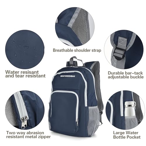 35L Foldable Waterproof Backpack For Outdoor Sports Travel Inside Wet Clothes Compartment Packable For Multiple - color: 3blue