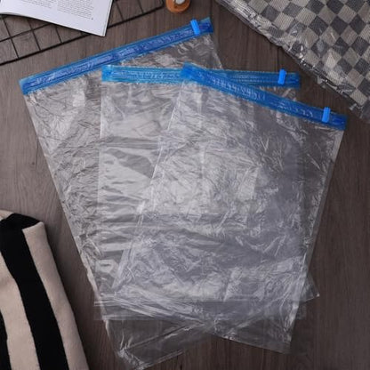HEMOTON 9 Pcs Roll up Vacuum Compression Bags Space Saver Storage Bags for Clothing Travel Manual Seal Set with 3 Small (35x50cm) 3 Medium (40x50cm) 3 Large (40x60cm)