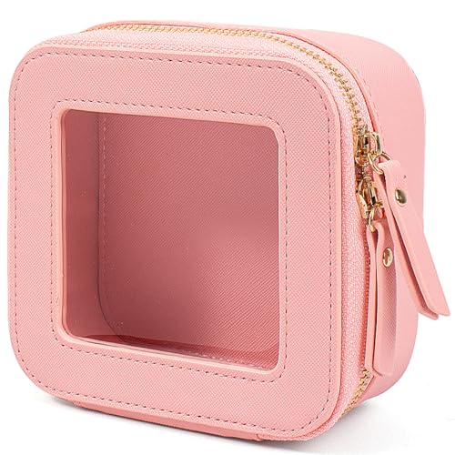 Travel Clear Makeup Bag Set, TSA Approved Cosmetic Bag Case with Zipper Portable Makeup Pouch Toiletry Bag Traveling Cosmetic Organizer Storage Bag Car Organizer Car Essentials - color: Mini Pink
