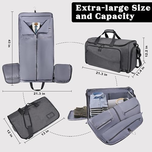 HILOMON Travel Garment Duffle Bag with Laptop Compartment, RFID Blocking Convertible Suit Bag Name Tap Pocket Carry On 2 in 1 Hanging Suit Travel Duffel Work Pouch - color: Laptop Compartment