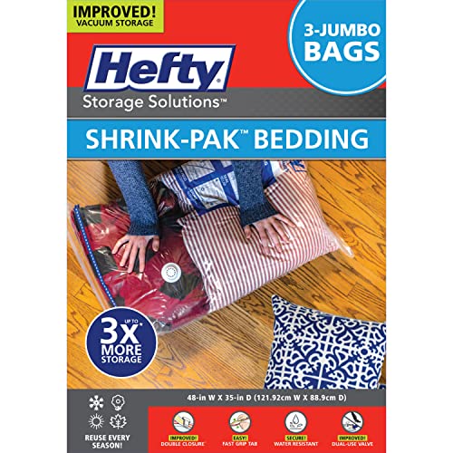 Shrink-Pak Space Bags Vacuum Storage Bags for Bedding Jumbo Compression 3 Pack Clear for Comforters Blankets (3 Jumbo/Bedding Solo) - style: 3 Jumbo / Bedding