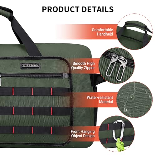 WITZMAN Foldable Duffle Bag for Travel 65L Lightweight Packable Duffel Bag with Shoes Compartment Overnight Bag for Men Women (B697 Army Green） - color: Army Green