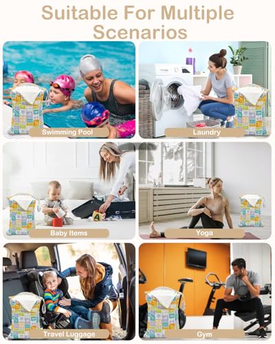ALVA ALVABABY 2pcs Cloth Diaper Wet Dry Bags Waterproof Reusable with Two Zippered Pockets Travel Beach Pool Daycare Soiled Baby Items Yoga Gym Bag for Swimsuits or Wet Clothes 2LM21 - color: Colorful checkered shells and coconut trees