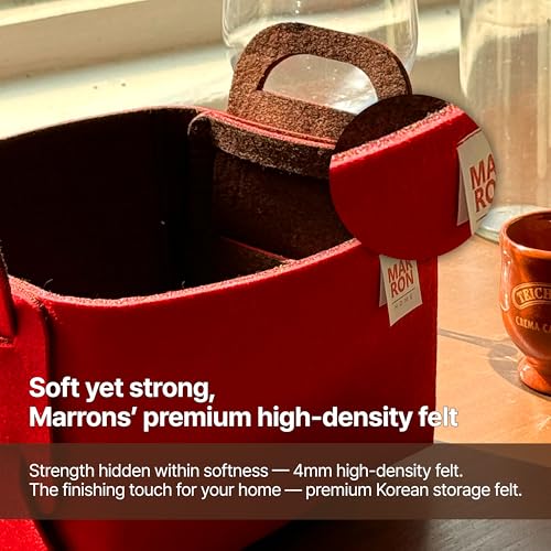 Collapsible Felt DEEPGREENRED Storage Bin Medium 11"x7.1"x7.1" – Foldable Basket with Handles for Closet, Storage, Laundry Room Organization, Decorative Storage Bins for Shelves, Cube Storage - color: DEEPGREENRED, size: MEDIUM