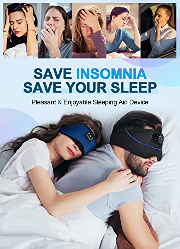 TOPOINT Sleep Headphones, Sleeping Headphones Bluetooth Sleep Mask with Bluetooth Headphones, Aid Sleep Light Blackout Sleeping Eye Mask Headphones for Sleeping Side Sleepers Men Women Girls - color: Navy Blue, style: Ample Velvet