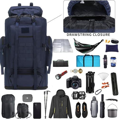 Hiking Backpack for Men 70L/100L Camping Backpack Military Rucksack Molle 3 Days Assault Pack for Climbing | Camping Backpack - color: 100l-navy