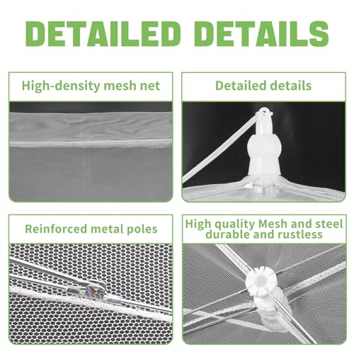 Extra Large Food Cover, 3 Jumbo (40"X23.7"), White Mesh Plate Serving Tents, Pop-Up Umbrella Screen Tents, Patio Net for Outdoor Camping, Picnics, Parties, BBQ, Collapsible and Reusable - color: 3 Extra Large