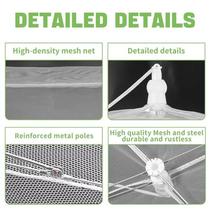 Extra Large Food Cover, 3 Jumbo (40"X23.7"), White Mesh Plate Serving Tents, Pop-Up Umbrella Screen Tents, Patio Net for Outdoor Camping, Picnics, Parties, BBQ, Collapsible and Reusable - color: 3 Extra Large